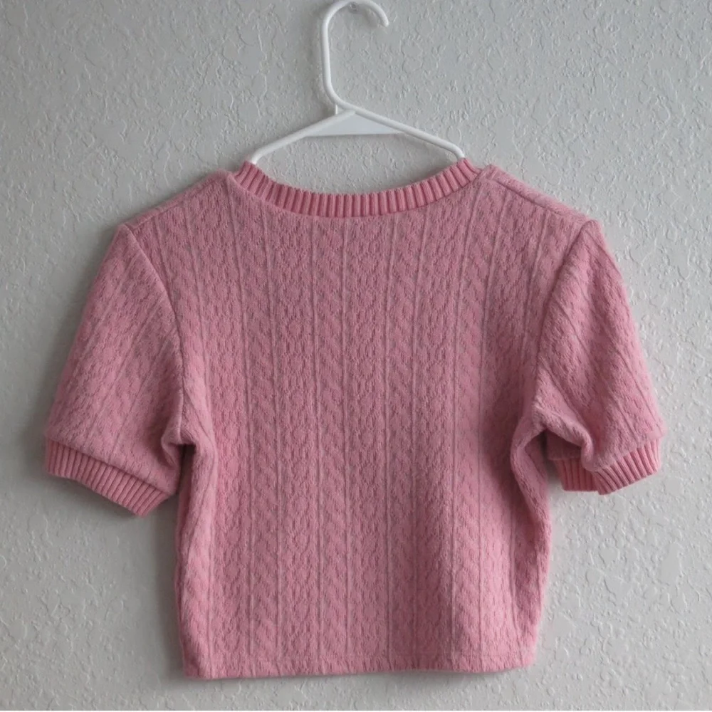 Zara Soft Pink Crew Neck Crop Top - Picture 2 of 4